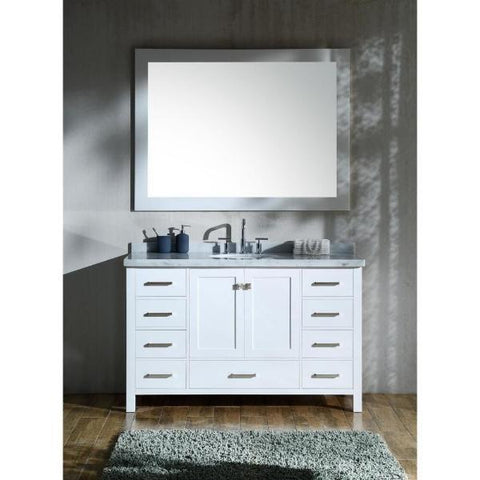 Ariel Cambridge 55" White Modern Oval Sink Bathroom Vanity A055S-WHT