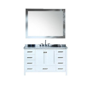 Ariel Cambridge 55" White Modern Rectangle Sink Bathroom Vanity A055S-CWR-WHT