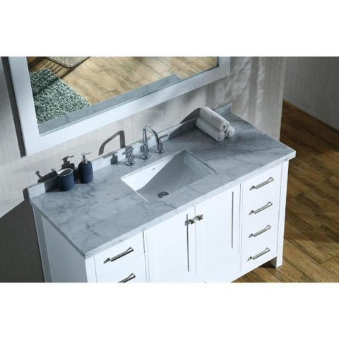 Image of Ariel Cambridge 55" White Modern Rectangle Sink Bathroom Vanity A055S-CWR-WHT
