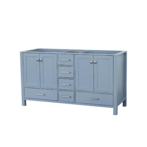 Image of Ariel Cambridge 60" Grey Transitional Double Sink Vanity Base Cabinet A061D-BC-GRY A061D-BC-ESP