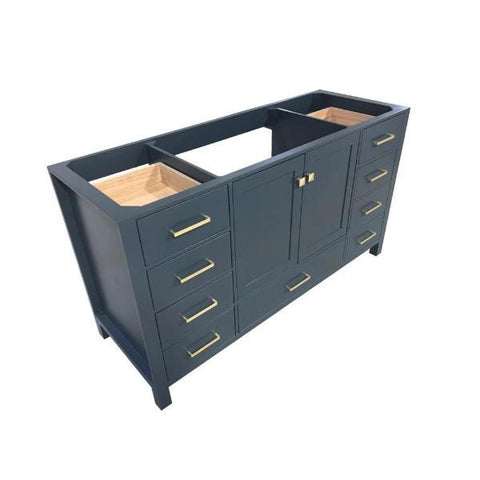 Image of Ariel Cambridge 60" Midnight Blue Transitional Vanity Base Cabinet A061S-BC-MNB A061S-BC-MNB