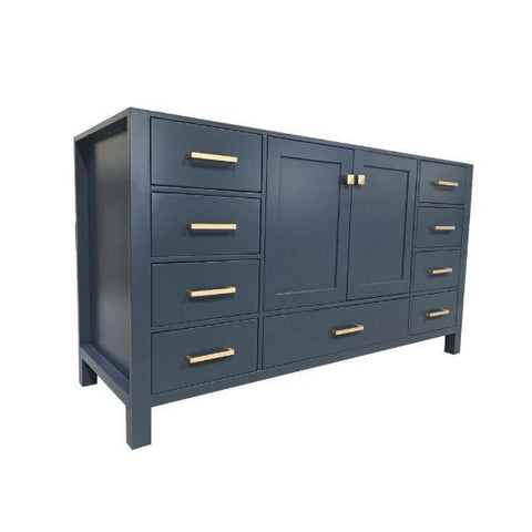 Image of Ariel Cambridge 60" Midnight Blue Transitional Vanity Base Cabinet A061S-BC-MNB A061S-BC-MNB