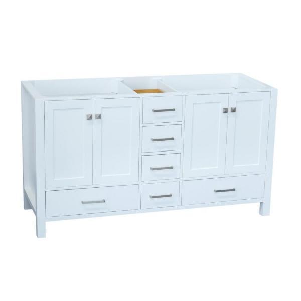 Ariel Cambridge 60" White Transitional Double Sink Vanity Base Cabinet A061D-BC-WHT A061D-BC-GRY