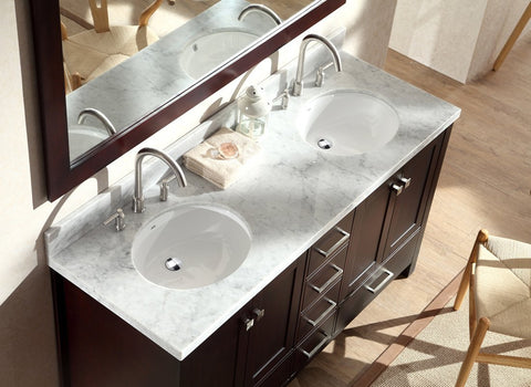 Image of Ariel Cambridge 61" Double Sink Vanity Set in Espresso A061D-ESP