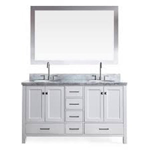 Ariel Cambridge 61" Double Sink Vanity Set in White A061D-WHT