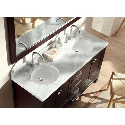 Image of Ariel Cambridge 61" Espresso Modern Double Oval Sink Vanity A061D-ESP