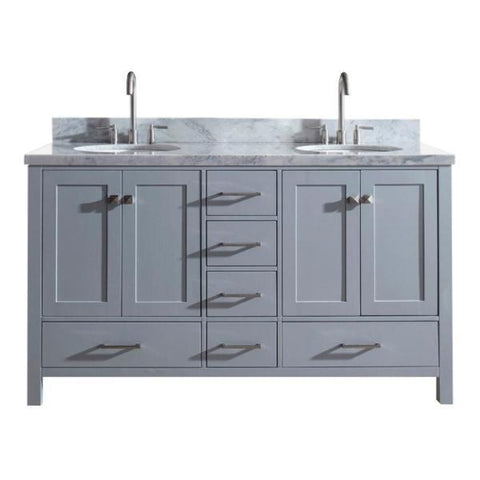 Image of Ariel Cambridge 61" Grey Modern Double Oval Sink Vanity A061D-GRY A061D-VO-GRY
