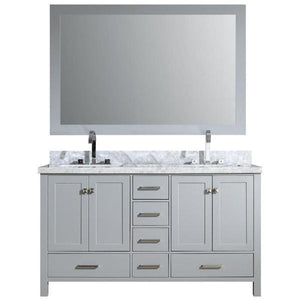Ariel Cambridge 61" Grey Modern Double Rectangle Sink Vanity A061D-CWR-GRY