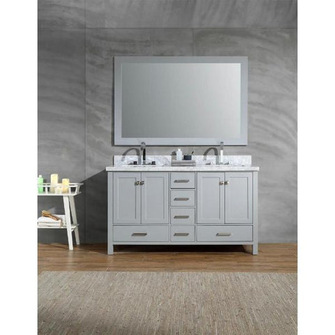 Image of Ariel Cambridge 61" Grey Modern Double Rectangle Sink Vanity A061D-CWR-GRY