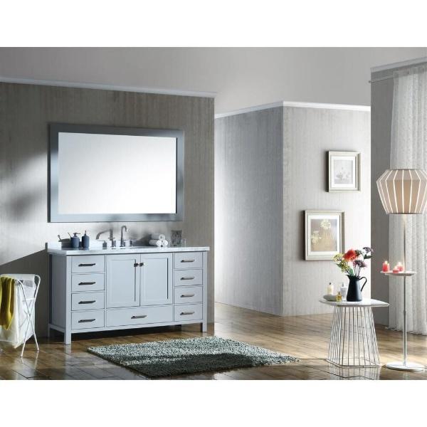 Ariel Cambridge 61" Grey Modern Oval Sink Bathroom Vanity A061S-GRY
