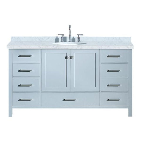 Image of Ariel Cambridge 61" Grey Modern Oval Sink Bathroom Vanity A061S-GRY A061S-VO-GRY