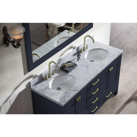 Image of Ariel Cambridge 61" Midnight Blue Modern Double Oval Sink Vanity A061D-MNB