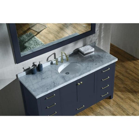 Image of Ariel Cambridge 61" Midnight Blue Modern Oval Sink Bathroom Vanity A061S-MNB