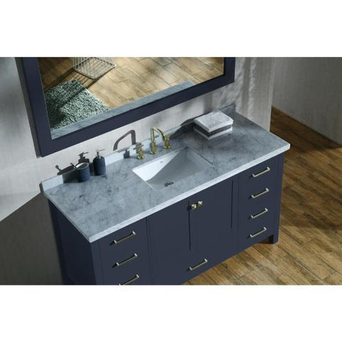 Image of Ariel Cambridge 61" Midnight Blue Modern Rectangle Sink Bathroom Vanity A061S-CWR-MNB
