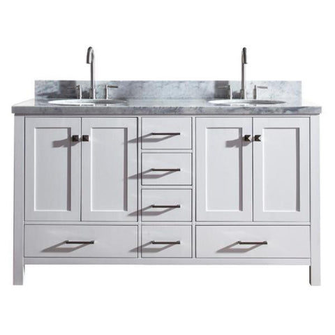 Image of Ariel Cambridge 61" White Modern Double Oval Sink Vanity A061D-WHT A061D-VO-WHT