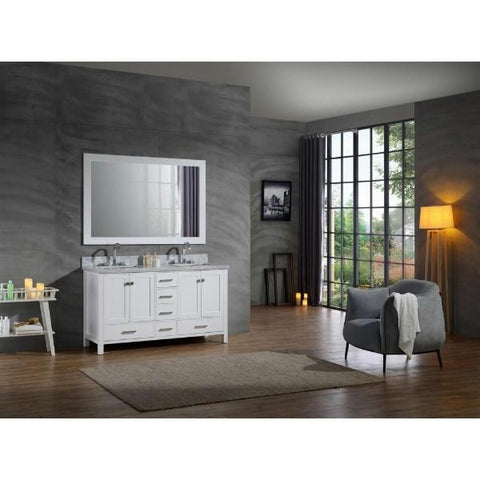 Image of Ariel Cambridge 61" White Modern Double Rectangle Sink Vanity A061D-CWR-WHT
