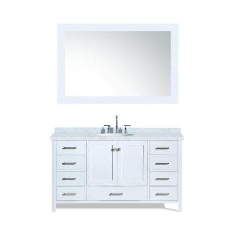 Image of Ariel Cambridge 61" White Modern Oval Sink Bathroom Vanity A061S-WHT