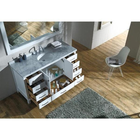 Image of Ariel Cambridge 61" White Modern Oval Sink Bathroom Vanity A061S-WHT