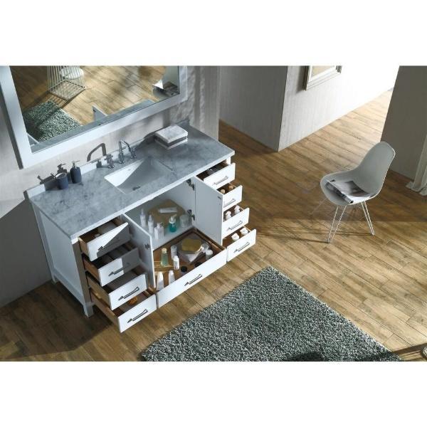 Ariel Cambridge 61" White Modern Rectangle Sink Bathroom Vanity A061S-CWR-WHT