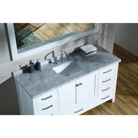 Image of Ariel Cambridge 61" White Modern Rectangle Sink Bathroom Vanity A061S-CWR-WHT