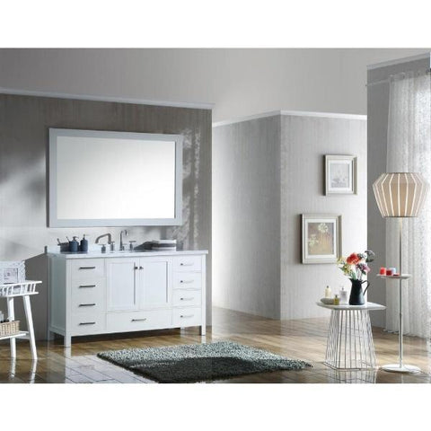 Image of Ariel Cambridge 61" White Modern Rectangle Sink Bathroom Vanity A061S-CWR-WHT