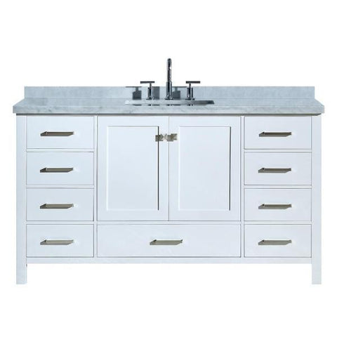 Image of Ariel Cambridge 61" White Modern Rectangle Sink Bathroom Vanity A061S-CWR-WHT A061SCWRVOWHT