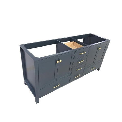 Image of Ariel Cambridge 72" Midnight Blue Transitional Double Sink Base Cabinet A073D-BC-MNB A061S-BC-MNB