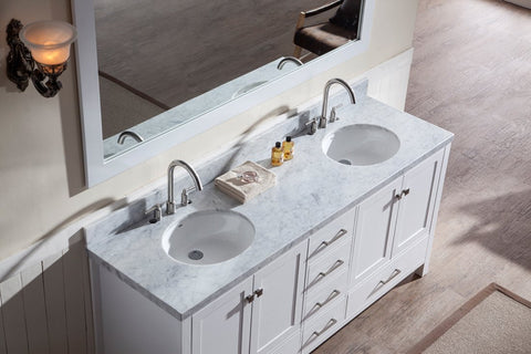 Image of Ariel Cambridge 73" Double Sink Vanity Set in White A073D-WHT
