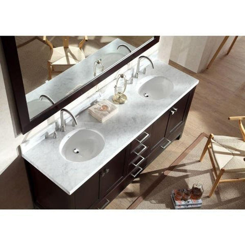 Image of Ariel Cambridge 73" Espresso Modern Double Oval Sink Vanity A073D-ESP