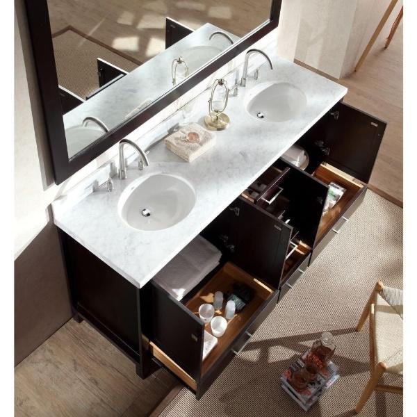 Ariel Cambridge 73" Espresso Modern Double Oval Sink Vanity A073D-ESP
