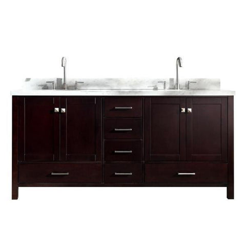 Image of Ariel Cambridge 73" Espresso Modern Double Oval Sink Vanity A073D-ESP
