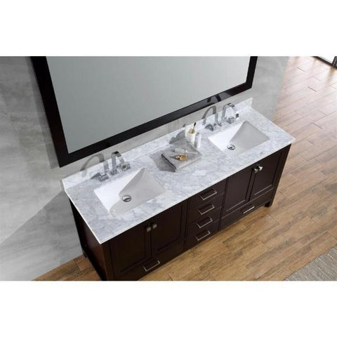 Image of Ariel Cambridge 73" Espresso Modern Double Rectangle Sink Vanity A073D-CWR-ESP