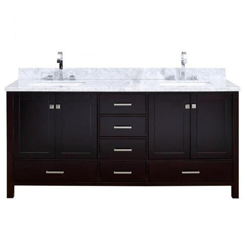 Image of Ariel Cambridge 73" Espresso Modern Double Rectangle Sink Vanity A073D-CWR-ESP