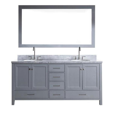 Image of Ariel Cambridge 73" Grey Modern Double Oval Sink Vanity A073D-GRY