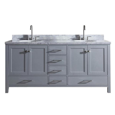 Image of Ariel Cambridge 73" Grey Modern Double Oval Sink Vanity A073D-GRY