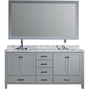 Ariel Cambridge 73" Grey Modern Double Rectangle Sink Vanity A073D-CWR-GRY