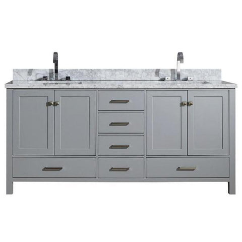 Image of Ariel Cambridge 73" Grey Modern Double Rectangle Sink Vanity A073D-CWR-GRY A073DCWRVOGRY