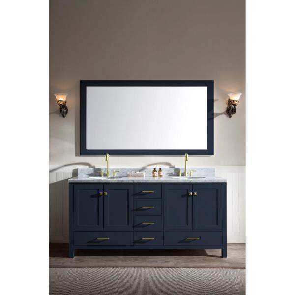 Ariel Cambridge 73" Midnight Blue Modern Double Oval Sink Vanity A073D-MNB