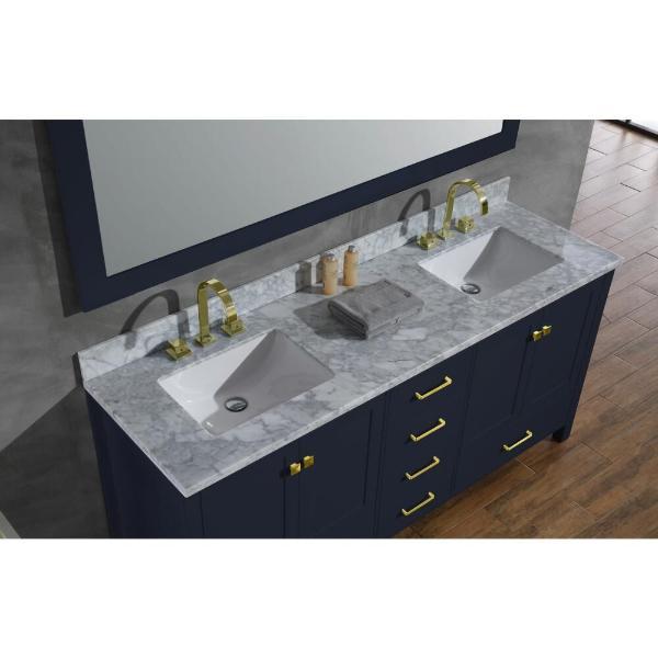 Ariel Cambridge 73" Midnight Blue Modern Double Rectangle Sink Vanity A073D-CWR-MNB