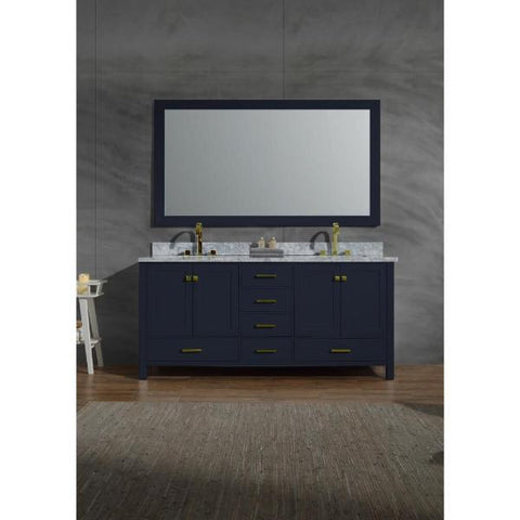 Image of Ariel Cambridge 73" Midnight Blue Modern Double Rectangle Sink Vanity A073D-CWR-MNB