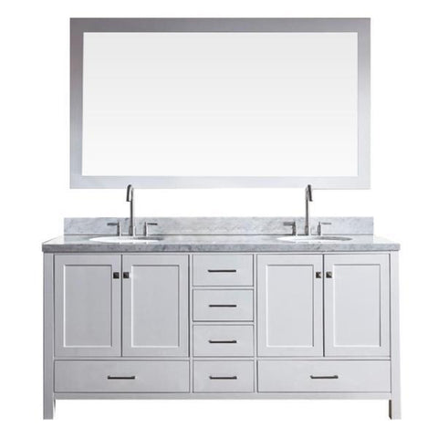 Image of Ariel Cambridge 73" White Modern Double Oval Sink Vanity A073D-WHT
