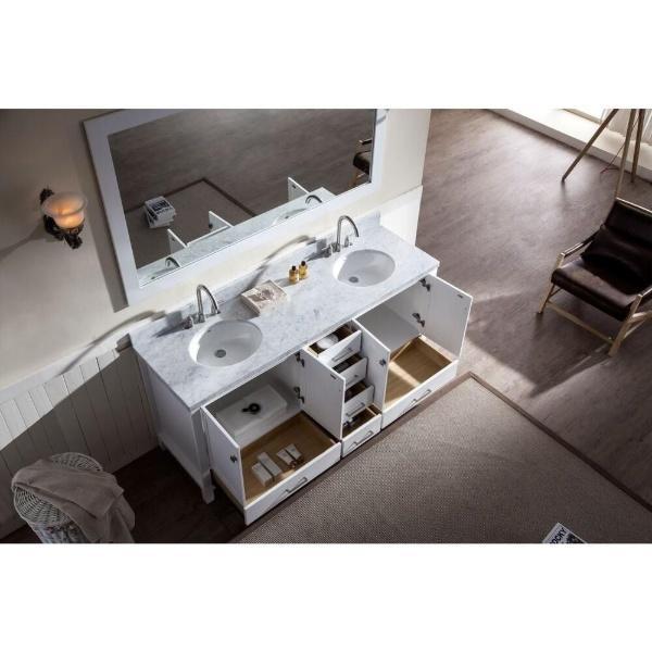 Ariel Cambridge 73" White Modern Double Oval Sink Vanity A073D-WHT