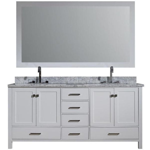 Image of Ariel Cambridge 73" White Modern Double Rectangle Sink Vanity A073D-CWR-WHT