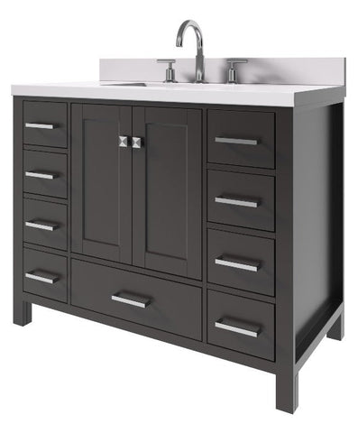 Image of Ariel Cambridge Espresso Transitional 43" Rectangle Sink Vanity w/ White Quartz Countertop | A043SWQRVOESP A043SWQRVOESP