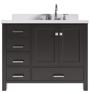 Ariel Cambridge Espresso Transitional 43" Right Offset Rectangle Sink Vanity w/ White Quartz Countertop | A043SRWQRVOESP A043SRWQRVOESP