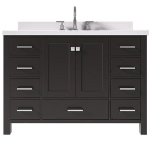 Ariel Cambridge Espresso Transitional 49" Oval Sink Vanity w/ White Quartz Countertop | A049SWQOVOESP A049SWQOVOESP