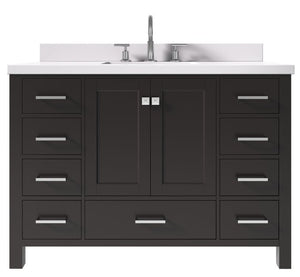 Ariel Cambridge Espresso Transitional 49" Rectangle Sink Vanity w/ White Quartz Countertop | A049SWQRVOESP A049SWQRVOESP