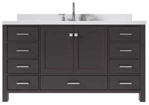 Ariel Cambridge Espresso Transitional 61" Oval Sink Vanity w/ White Quartz Countertop | A061SWQOVOESP A061SWQOVOESP