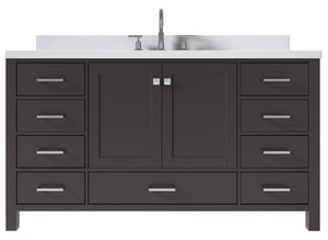 Ariel Cambridge Espresso Transitional 61" Rectangle Sink Vanity w/ White Quartz Countertop | A061SWQRVOESP