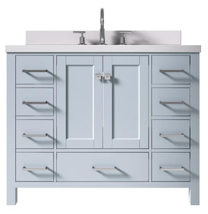 Ariel Cambridge Grey Transitional 43" Rectangle Sink Vanity w/ White Quartz Countertop | A043SWQRVOGRY A043SWQRVOGRY